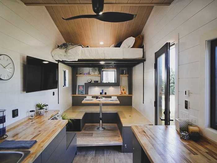 The home can accommodate up to four people and is filled with smart appliances that can operate off-grid with the help of the tiny home