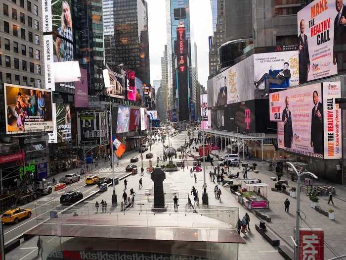 The movie depicts Times Square as being fairly spacious and empty, which for the first time in decades, is realistic.