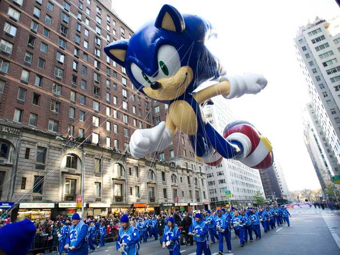 The first-ever video game character float to appear in the parade was Sonic the Hedgehog in 1993.