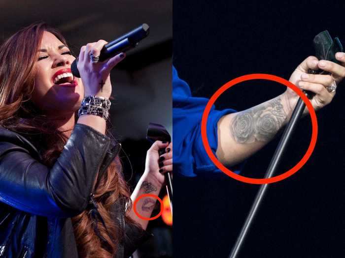 Demi Lovato drunkenly had a set of lips tattooed on her wrist that many felt looked like a different body part. She eventually covered the tat with roses.