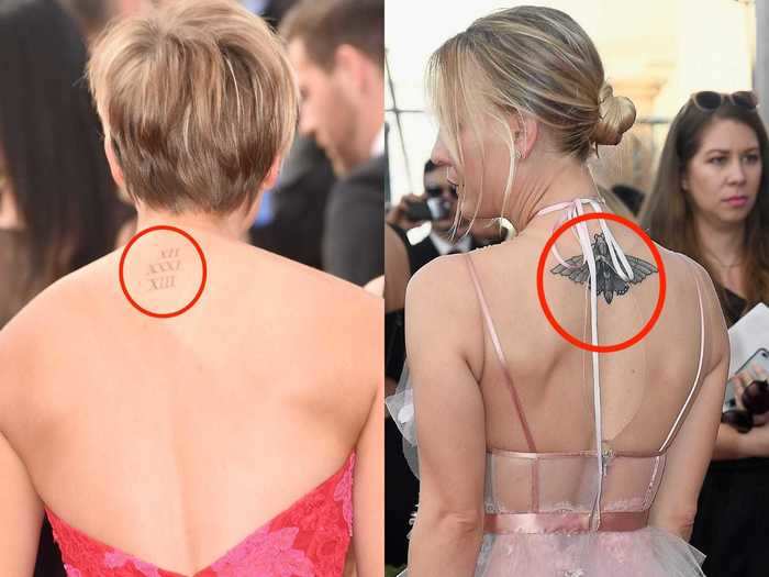 Kaley Cuoco honored her wedding date with its Roman-numeral equivalent on her back, but, post-divorce, covered it up with a moth.