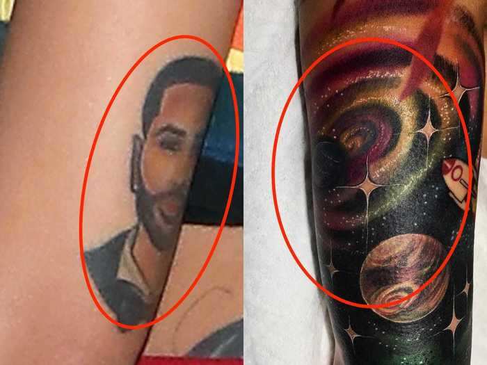 Jhené Aiko covered up her tattoo of on-again/off-again boyfriend Big Sean in November 2018 with a large galaxy scene.