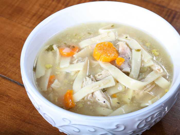 Cozy up with some turkey noodle soup.