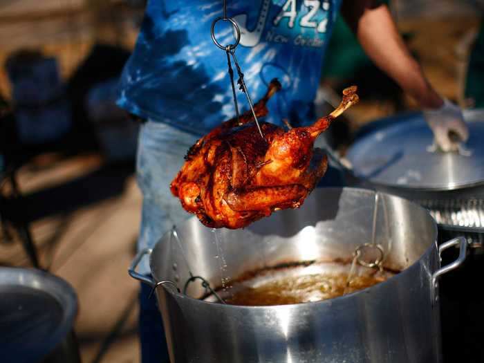Fried turkey is a popular Thanksgiving dish in Texas.