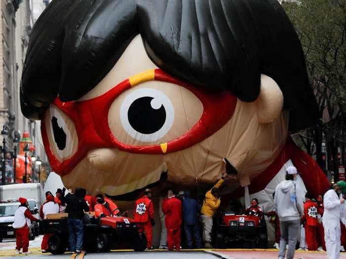 And while Macy’s giant character balloons are usually flown with 80-100 handlers apiece, this year, the event used “an innovative, specially rigged anchor vehicle framework of five specialty vehicles tested and approved by the NYC Department of Transportation and the NYPD.”