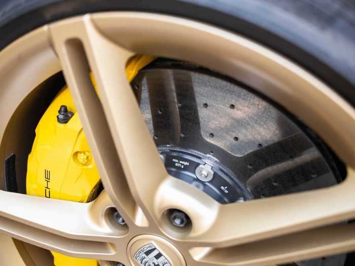 You can always tell when a Porsche has carbon ceramic brakes because the calipers will be painted yellow — a $9,080 option on the Taycan 4S.