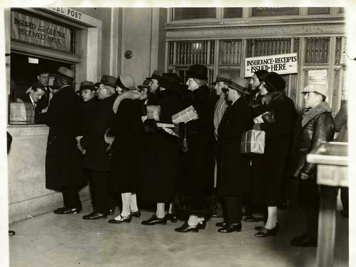 Lines at the post office were especially long during the holiday season, as people waited to send cards and gifts to loved ones.