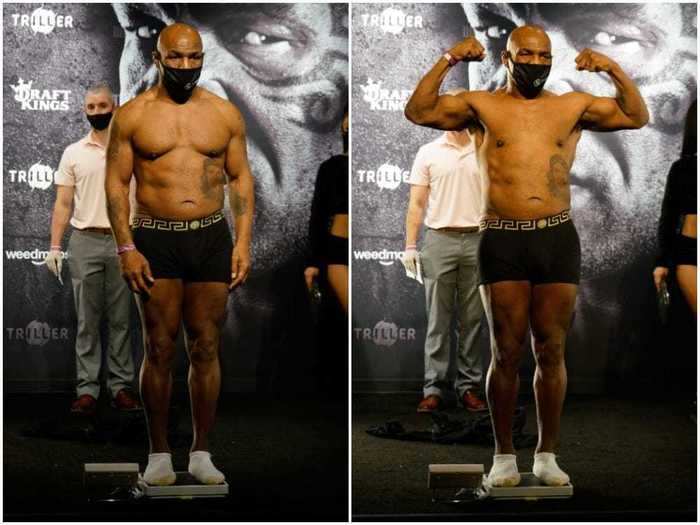 Then came Mike Tyson who weighed 220.4-pounds on Friday — the lightest he