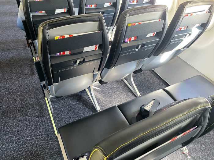 Seats are 17.75 inches wide with small armrests and no additional recline.