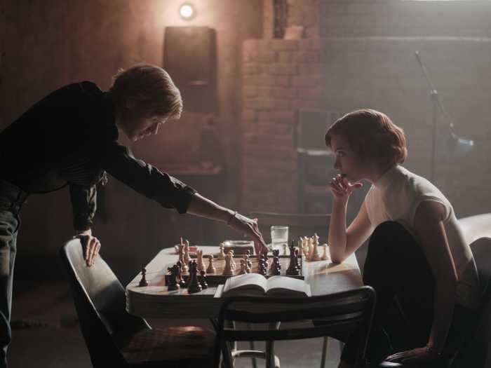 The actors played all of the chess games on "The Queen