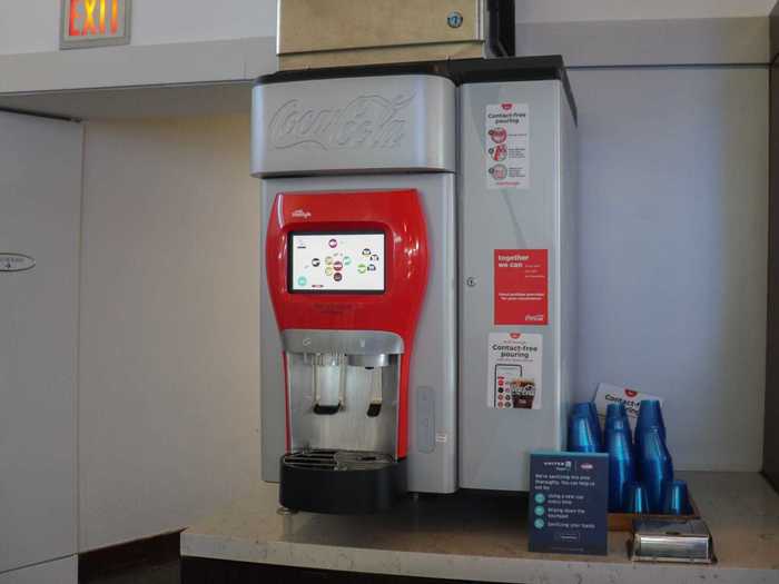 Soft beverage machines are also largely open in lounges, with United