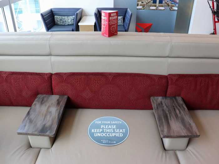 Delta has also placed placards to block seats and spaces that it couldn