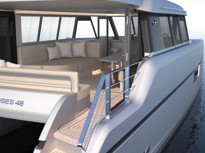 Unlike the other shuttle designs from the company, this model is designed to spend extended time aboard. It has multiple lounge spaces.