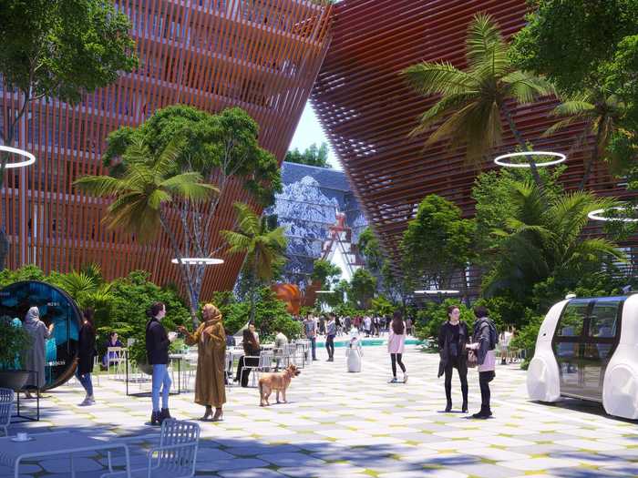 Transportation in the spaces will consist of autonomous air, land, and water vehicles, creating a car-free space while welcoming bicycle and foot travel.