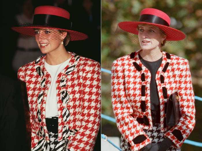 Princess Diana made some subtle changes to this red houndstooth Moschino suit.