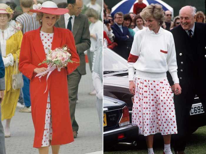 Princess Diana wore this Mondi polka-dot dress in 1985 and 1986.