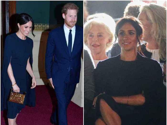 Meghan Markle wore this Stella McCartney cape dress to two royal engagements in 2018.