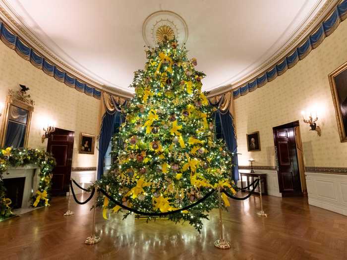 The official White House Christmas Tree is found in the Blue Room. It