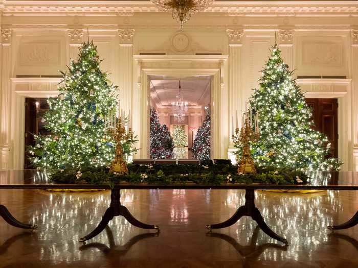 The White House Express train can be seen in the East Room, which celebrates American innovation in transportation.