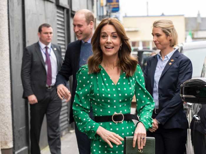 During her March tour of Ireland, Middleton kept the green theme going in a Suzannah Valerie dress.