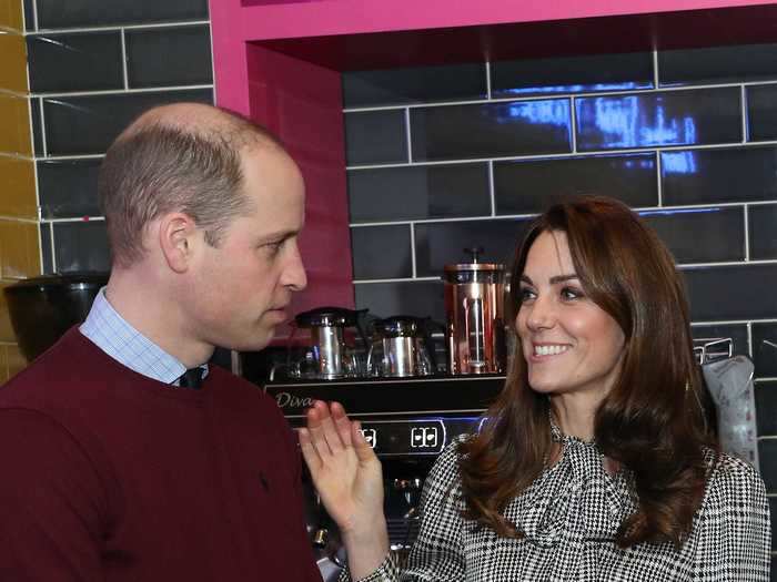 Middleton wore a black-and-white houndstooth Zara dress to visit a restaurant alongside Prince William in January.