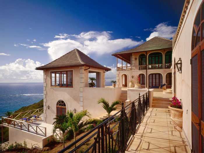 Of those villas on Mustique, dozens are available for rent, like the Hibiscus villa, a five-bedroom, Tuscan-style home with panoramic views of nearby beaches.