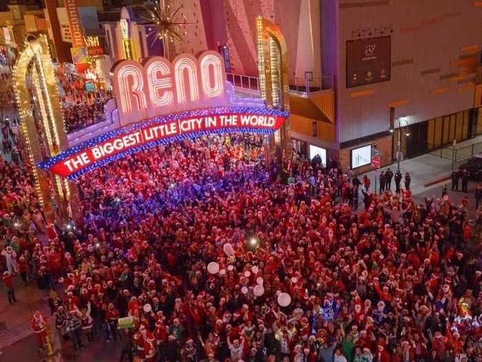 In Nevada, people normally don their Christmas outfits for the annual Reno Santa Crawl.