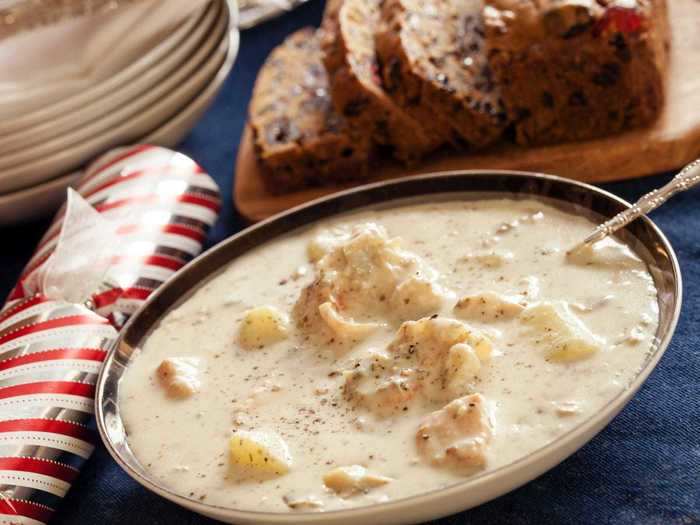 In Maine, no Christmas dinner is complete without seafood chowder.