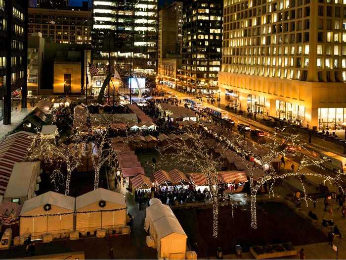 Shoppers flock to the Chicago Christkindlmarkt, the largest Christmas market in Illinois.