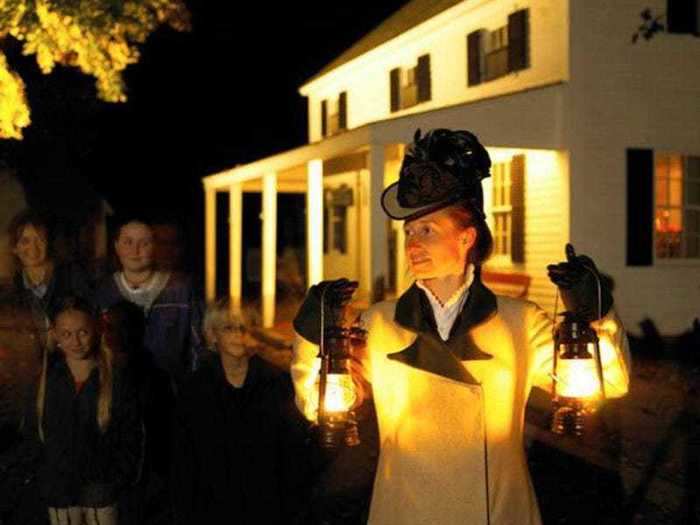 Christmas gets spooky in Connecticut with the lantern light tours in Mystic Seaport.