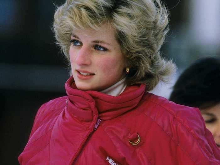 In January 1985, Princess Diana went skiing in Liechtenstein wearing a cozy blue-and-white knit hat and a stylish red ski jacket.