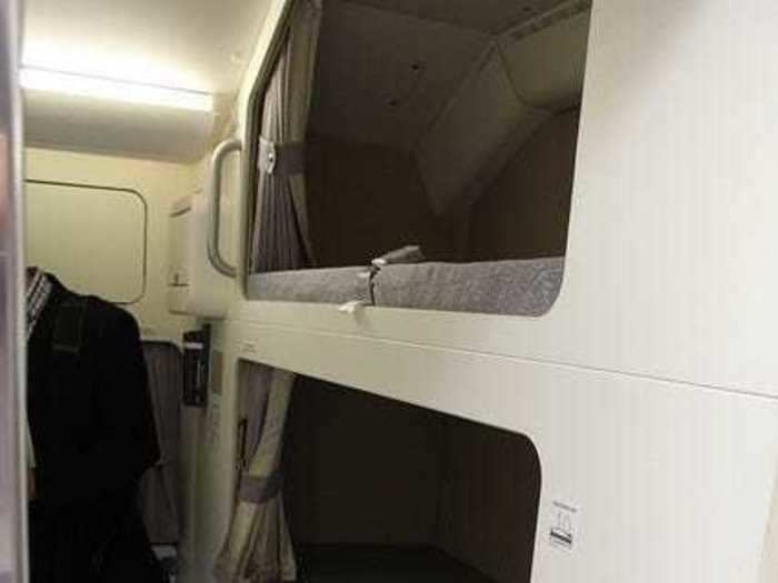 Others have bunk beds that are stacked on top of each other, like this Malaysian Air A380 plane.