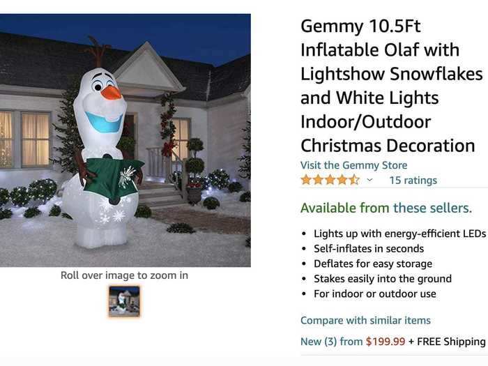 This 10.5-foot Gemmy Olaf from the movie "Frozen" will catch your neighbors