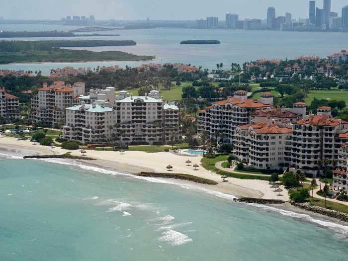 The luxury residence is located in the Villa Del Mare condominium building on Fisher Island, the wealthiest ZIP code in America.