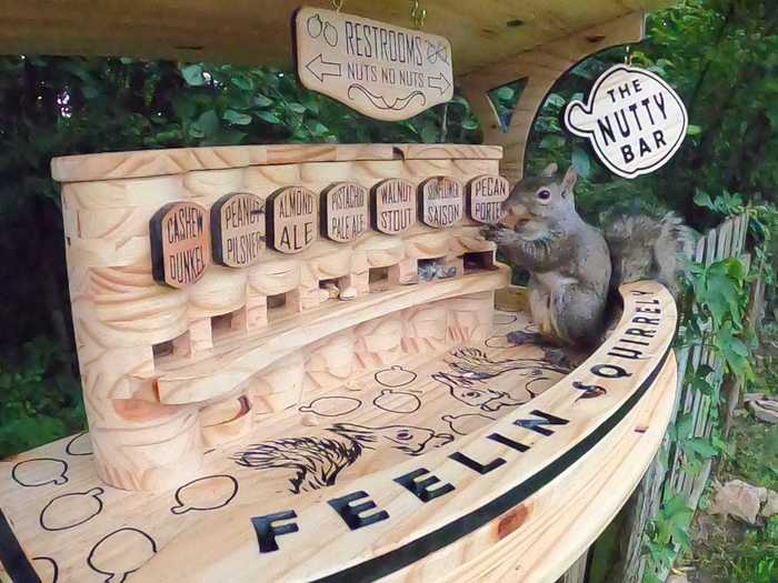 An Ohio man built an outdoor bar for his neighborhood squirrels to enjoy snacks.