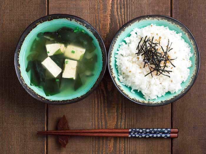 A bowl of miso soup with rice will warm you up in no time at all.