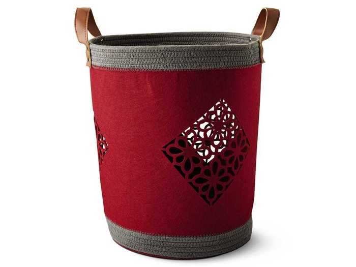 The Huntington Home decorative felt basket can help keep clutter at bay.