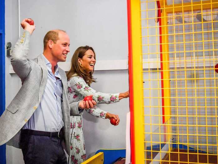 August: William and Middleton showed their competitive sides as they played arcade games at Island Leisure Amusement Arcade - a famous location from the British TV show "Gavin and Stacey" - in South Wales on August 5.