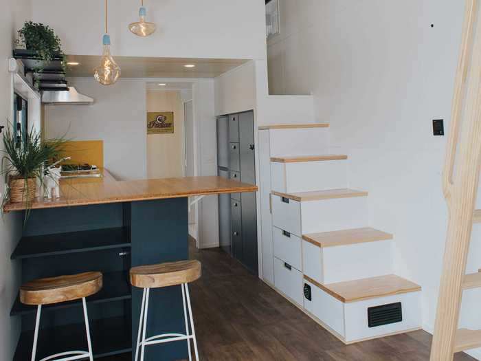 Part of the breakfast bar can also be folded down for more space.