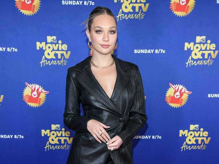 Maddie Ziegler opted for a sophisticated suit made from vegan leather.