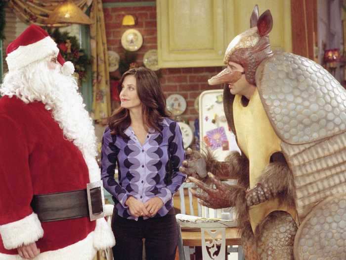 The "Friends" episode "The One with the Holiday Armadillo" shows Ross