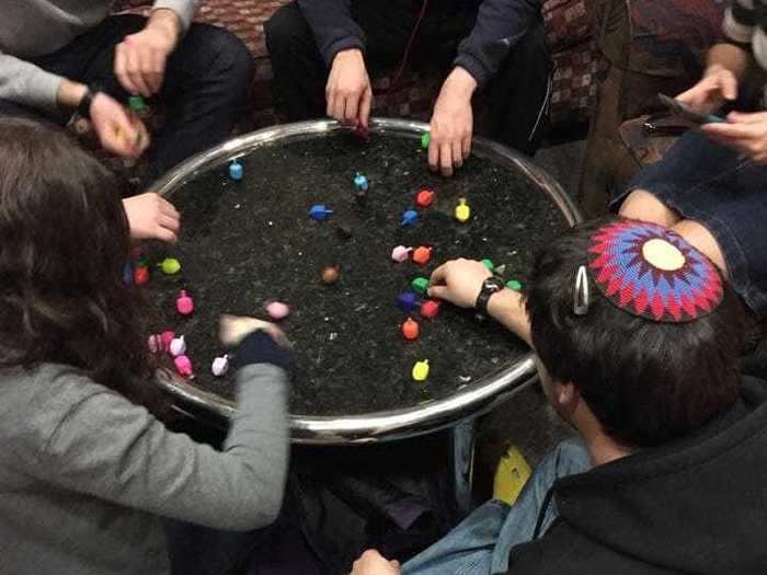 The dreidel game is strangely addictive.