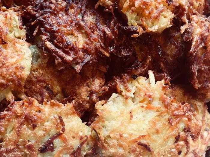 Latkes, fried potato pancakes traditionally eaten on Hanukkah, are delicious.