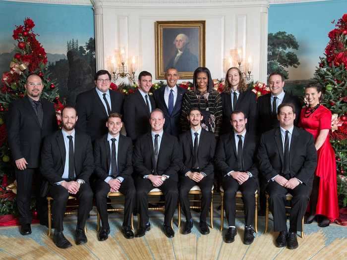 Obama continued the tradition of inviting college and professional a cappella groups to sing at the event.