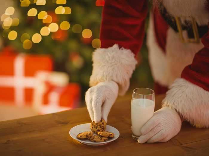 In the United States, many children leave a glass of milk and a plate of cookies for Santa.