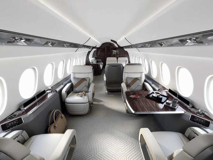 Inside the jet, 16 passengers can sit comfortably in the 40.4-foot cabin spread across three distinct living areas.