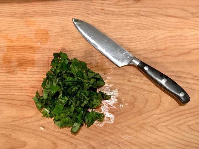 Then I chopped up my fresh basil.