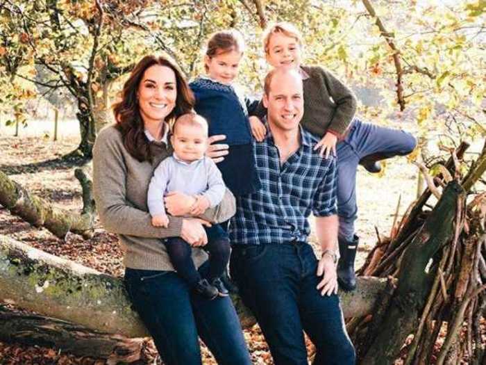 2018: Prince Louis made his first Christmas card appearance in this relaxed family portrait.