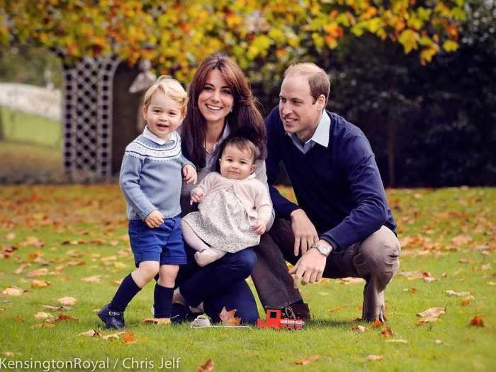 2015: Prince William and his wife, Kate Middleton, looked similarly content in their family portrait.