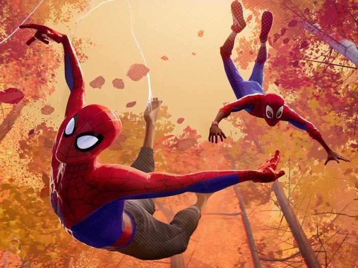 Multiple iterations of Spider-Man come together in "Spider-Man: Into the Spider-Verse" (2018).